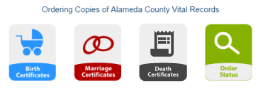 image of the alameda county Clerk-Recorder's birth death marriage certificate ordering website