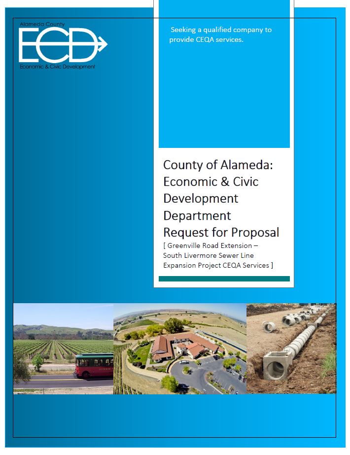 Cover of County of Alameda RFP for Greenville Road Extension South Livermore Sewer Expansion Project CEQA