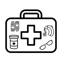 Emergency kit with medicine