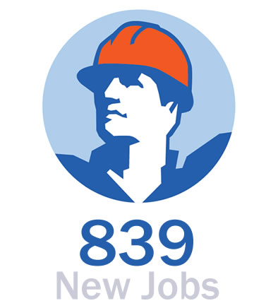 839 new jobs.