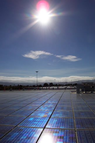 Photo of solar panels atop Santa Rita Jail.