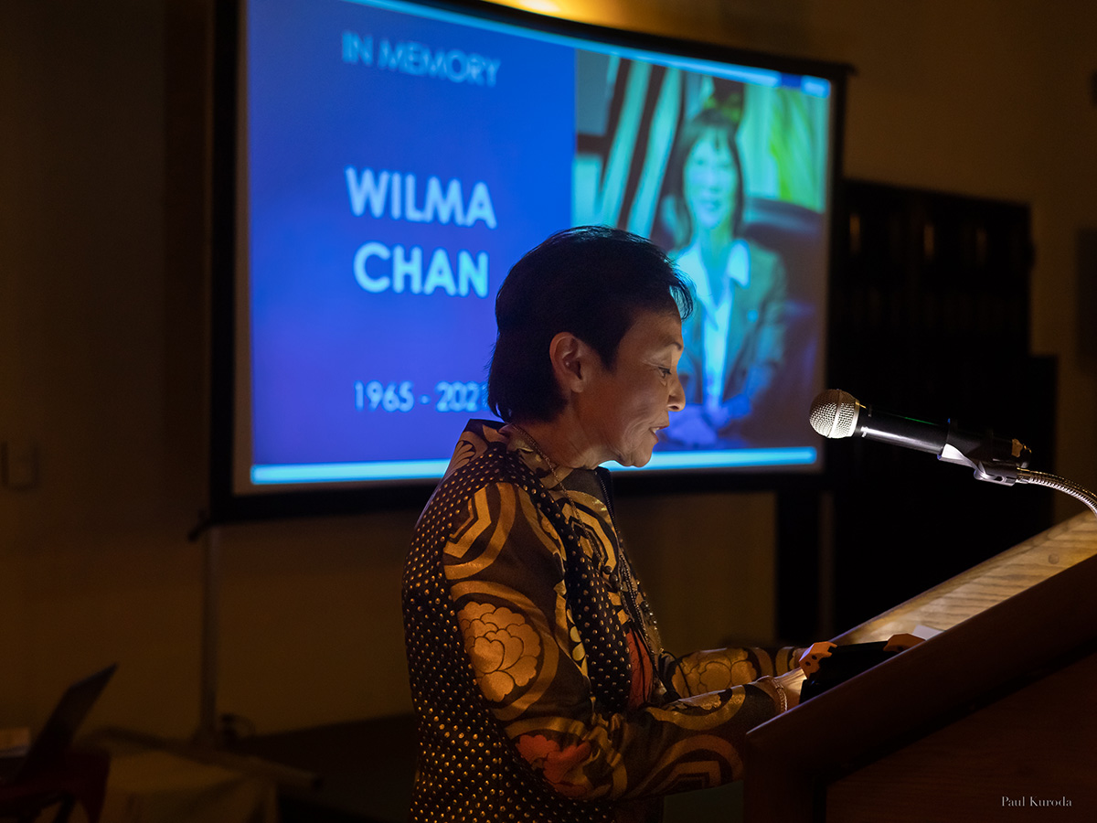 Alameda County Administrator Susan S. Muranishi speaking during the Supervisor Wilma Chan memeroial presentation, photo by Paul Kuroda