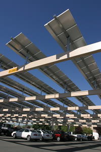 Picture of solar panels over a County carport.