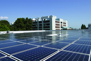 Picture of solar panels on top of a County facility.
